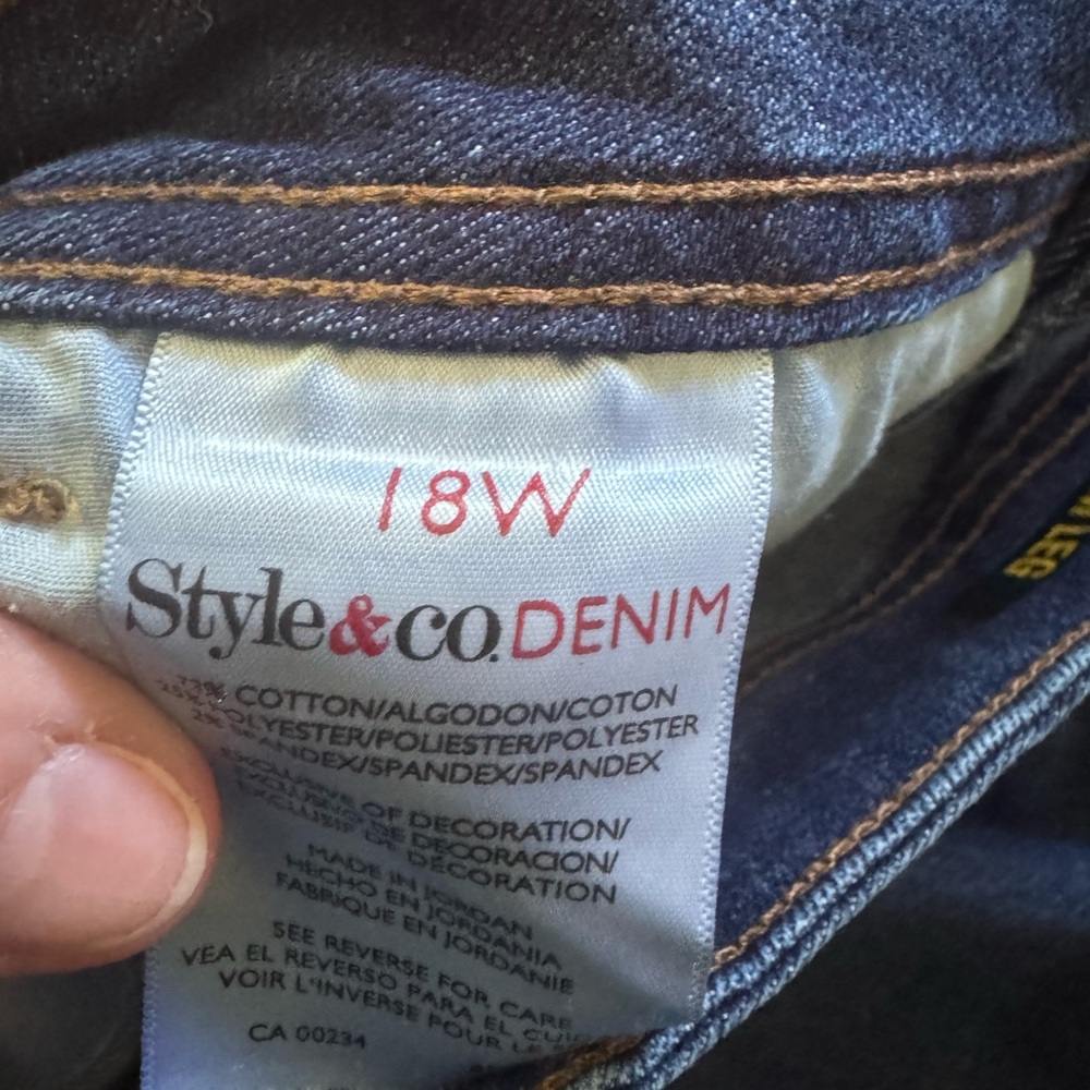 Style & Co. Straight Leg Dark Blue Jeans - Picture 3 of 4